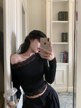 Lace off-shoulder top(3colors)
