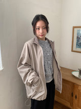 [unisex] PQチェック襟付きウィンドブレーカージャンパー