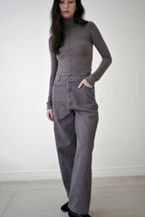 Washed straight leg pants, Ash purple