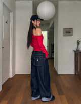 Pose Hip Pocket Non-Fade Roll-Up Denim Pants