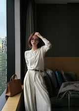Compact cashmere round cardigan/5 colors