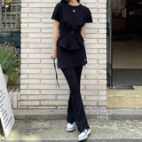 LAYERED STRING SKIRT PANTS [BLACK]