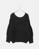 Renu Punching Round Neck Loose Fit Long Sleeve Long Knit