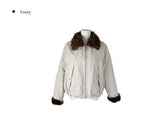 Hino Fluffy Fur Collar Pocket Jumper