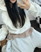チェックフリルカンカンフーディーTシャツスウェットシャツ💟🤍🖤🩶3カラー