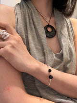 [925silver] Two ball onyx bangle