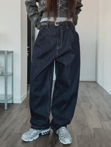 コンプローピンタックワイドデニムパンツ
