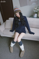 Twisted collar knit pants two-piece set