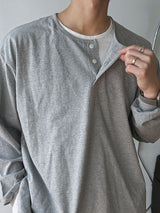 ASCLO レイヤードヘンリーネックTシャツ (3color)
