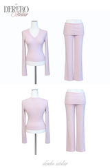 マリー ピンク Vネック トレーニング セットアップ(pants)