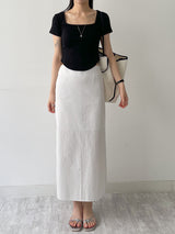 Marine Square Neck Crop Short Sleeve T-shirt