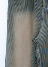 stripe brown washing pants