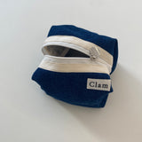 Clam round pouch _ Blue denim