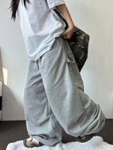 ワンサイドカーペンターカーゴバルーンパラシュートロングパンツ 💙🖤🩶🤍4カラー