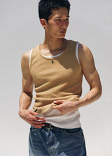 High ribbed logo sleeveless(Mustard)