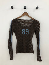 Lace Number Sheer Long Sleeve T