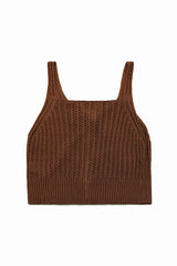 クロシェットニットベスト[Brown]