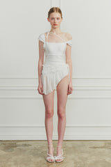 MEMORY WRAP SKIRT white