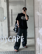 ナンバーキプデニムレタリングベーシックオーバーフィット半袖Tシャツ