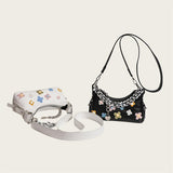 Color Flower Baguette Crossbody Bag