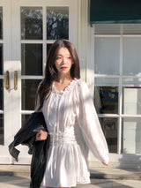 #Diana Ruffle Off Shoulder Shirring Mini Dress