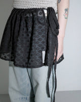 Voluminous sheer wrap skirt _ black