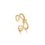 [Boa Worn] Minimal Line Double Note 925 Silver + 14k gold plating Adjustable Size Ring R029-02G