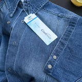 LMN インシジョンクロップドマッスルフィットデニム半袖シャツ (2 colors)