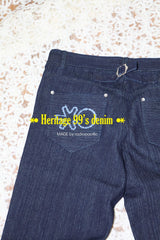 [Made by Radio Pacific] Semi Low-Rise Roll-Up Textured Denim Pants