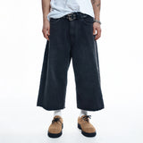 Cut-off Capri Denim Pants - BLACK