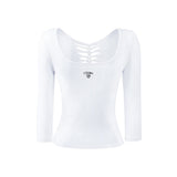 Two Way Tie Up Half Sleeve Top [White]