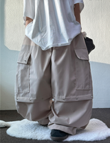 MIDDLE RIVET CARGO BALLOON PANTS 🍰🩶🖤💚4COLOR