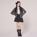 LINE BOUCLE KNIT CARDIGAN (DEEP GRAY)