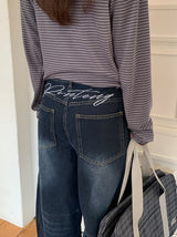 Kepan Lettering Wide Denim Pants