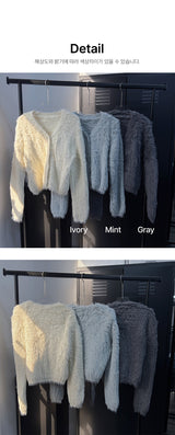 [CROP ITEM] Fur hair knit cardigan(3color)