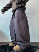 PEACH FLEECE🍑AMERICAN BIG OVER COTTON BALLOON PANTS 🤎💜🖤3COLOR