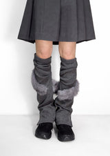 CURVED FUR LEG WARMERS . GRAY