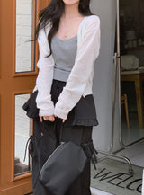 SP Buckle Crop Basic V-neck Knit Cardigan (5color)