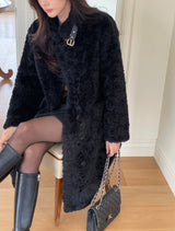 Betia High Neck Boucle Mustang Double Long Coat