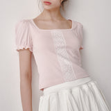 レースパフTシャツ(Pink)