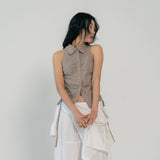 スリーブレスシャーリングシャツ (BEIGE)