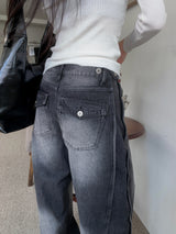 Dual Switch Gradient Flap Pocket Two-Way Snap Wide Pants (3 Colors)