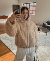 Lolo High Neck Fur Hooded Jumper