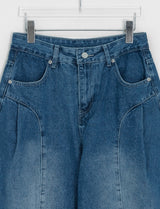 Tele Side Pintuck Wide Denim Pants