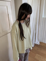 Henkan Stripe Color Matching Round Long Sleeve Tee