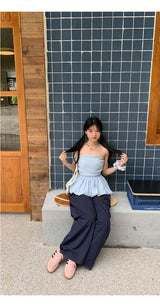 Number Navy Casual Banding Pants
