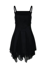  STUDDED GODET DRESS (BLACK)