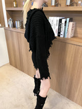 1418. Knit damage hood zip-up (3color)