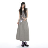 Low-Rise Denim Maxi Skirt