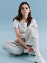 NUBASIC ヘンリーネック Tシャツ ホワイト